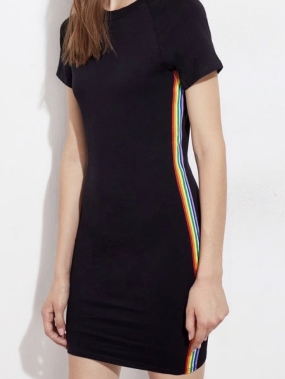 Silence + Noise Rainbow Stripe Bodycon Short Sleeve Dress Size S